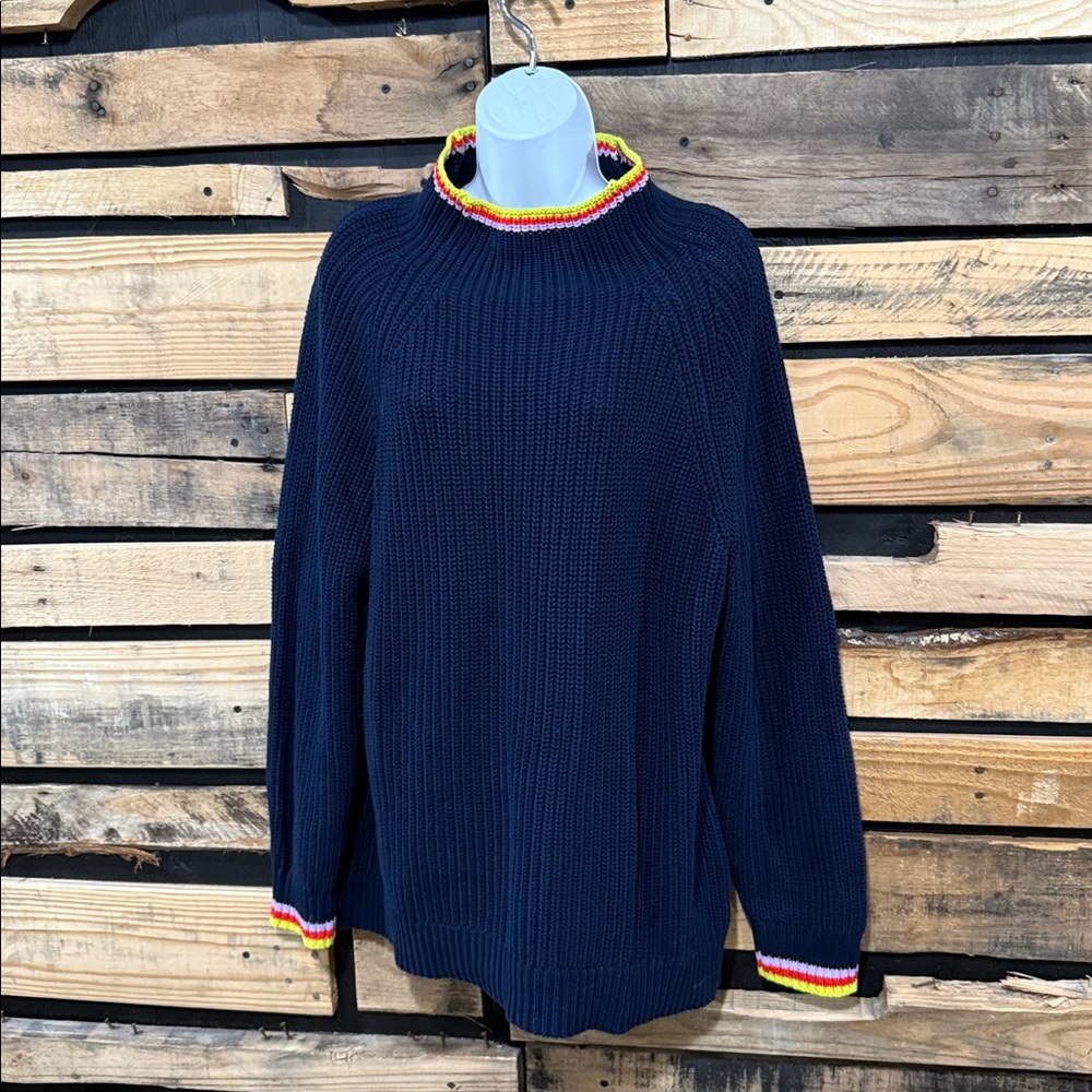 Style & Co Women's Cotton Striped-Detail Funnel-Neck Sweater Sz 3X Rainbow Trim - Picture 5 of 9